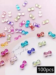 20pcs/50pcs/100pcs Set, Spring And Summer Styles, Transparent Color Bow Design Nail Art Decoration, DIY, Nail Accessories, Tie, Small Fresh, Nail Products, Multiple Color Blends - Multicolor - View 5