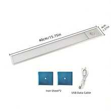 Luz LED inalámbrica RGB para debajo del gabinete, barra delgada recargable y regulable de 40 cm, con carcasa de aluminio y cabezal desmontable para armario, escaleras y pasillos - Luz de gabinete colorida RGB de 40 cm - Ver 6