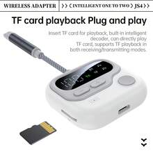 VAORLO 蓝牙5.4多点音频发射器接收器，3.5mm AUX接口，TF卡，HIFI立体声音乐双流无线适配器，带麦克风和LED显示屏，适用于电视、电脑、音箱、汽车、飞机等设备。 - Wireless Adapter - 查看 7