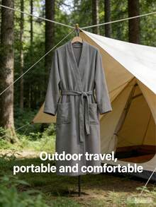 Halat de baie 100% bumbac, model waffle, stil kimono unisex pentru adulți, pijamale de primăvară/vară, utilizare hotel/spa, absorbant și uscare rapidă, croială lejeră, multicolor, articole esențiale pentru baie și casă - Multicolor - Vizualizare 6