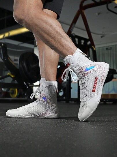Zapatos de boxeo profesionales para hombres, zapatos de entrenamiento de fitness interior para lucha, zapatos de combate de alta parte superior libres, zapatos especializados para artes marciales