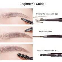 3pcs Automatic Rotating Double-Ended Triangle Eyebrow Pencils (Light/Medium/Dark Brown), Waterproof Sweat-Proof Long-Lasting No Smudge, Beginner-Friendly Eyebrow Makeup Tool - E-Rose Red - View 3