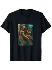 Printed T-Shirt Cotton Plus Size Men's Clothing, Retro Shocked Face Meme T-Shirt Suitable For - Vintage Pop Art Doll With Iconic Expression, Loose Fit Round Neck Tee For Themed Parties & Casual Wear, Nostalgic Novelty Apparel,Y2K,Oversized Shirt Men S-5XL,Summer Tops - 黑色 - 查看 1