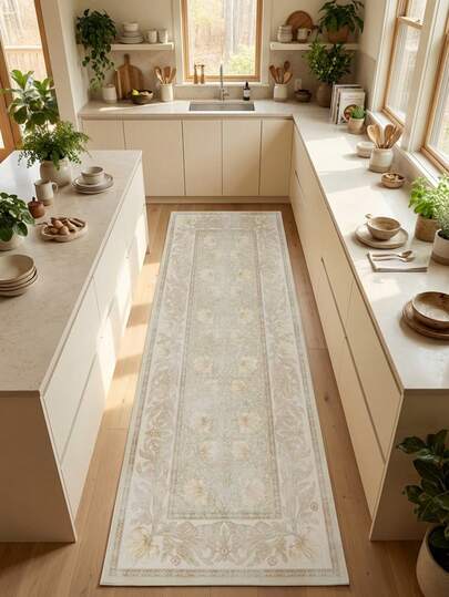 1件复古波西米亚古典花卉做旧地毯/地垫/区域地毯/浴室垫/门垫/走廊地毯，适用于浴室、厨房、玄关、走廊、床边、客厅、卧室，多功能柔软可水洗地毯，家居装饰