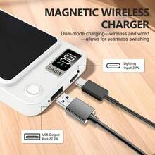 10000mAh Magnetic Wireless Portable Charger With 15W Wireless Fast Charging & 20W PD USB-C Output, Slim Pocket Size Power Bank With LED Display, Strong Magnetic Hold For IPhone & Android, Travel Essential Phone Charger For Summer Vacation, Cruise Essentials, Camping Gear, Hiking, Airplane Travel & Daily Use - 彩色 - 查看 6