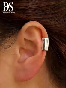 1个时尚耳夹，单耳夹配饰，简约风格男女通用日常佩戴 - 銀色 - 查看 1