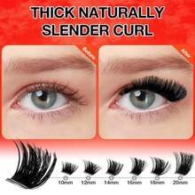 AILAISHI Self Adhesive Eyelashes, 200D Fluffy No Glue Needed Lashes, DIY Lash Cluster Eyelash Extensions Kit 10u201120mm,100pcs D Curl Soft Natural Lashes With Tweezersu2013Fake Cat Eye Individual Clusters - ColorA - 查看 2