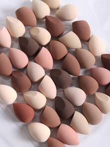 4/2/1pcs Dual-Color Makeup Sponges, Random Colors And Shapes, Blending Beauty Sponges For Liquid, Cream And Powder Makeup, Latex-Free Wet And Dry Use, Suitable For All Skin Types - 卡其色 - 查看 5