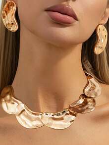 1 Set Fashionable Asymmetrical Patchwork Necklace, Versatile Choker Necklace Design - Multicolor - View 3