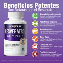 Resveratrol 90 Capsulas con Extracto de Uva y Quercetina | Antioxidante y Anti-Envejecimiento | Ayuda a expandir los vasos sanguíneos a la vez que reduce la coagulación en la sangre | MVPCARE - Tres botellas - Ver 4