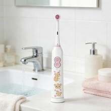 1PC Rotating Electric Toothbrush With 4 Brush Heads, Contains 2 AAA Batteries, Smart Clean Battery Powered Electric Toothbrush, Soft, A Variety Of Patterns - White - View 5