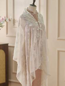 1pc New Summer Lightweight Versatile Button Embroidered Shawl, Bohemian Style For Travel, Vacation, Photography - Multicolor - View 3