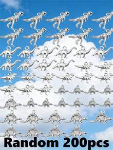 30/50/100/200/300 Pcs Vintage Silver Dinosaur Pendant Set - Alloy Animal Pendants, Suitable For DIY Jewelry, Necklace And Bracelet Making - Silver - View 16