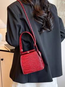 Mini Handheld Magic Cube Crossbody Box Bag - Red - View 3