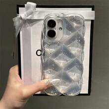 奢华钻石闪粉透明硅胶手机壳，适用于 17 Pro Max、17 Pro、17 Air、17、16、15、14、13、12、11 Pro Max，高品质闪亮透明防震保护套 - 透明銀箔 - 查看 1