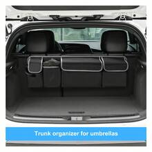 1pc Universal Car Seat Back Storage Bag, Large Capacity Oxford Cloth Car Trunk Organizer Bag With Multiple Pockets, Multi-Functional Storage Net Pouch, Car Storage Solution - Black - View 3
