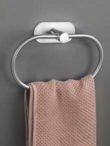 Stainless Steel Towel Ring, Silver, No-Drill Wall Mount Bathroom Towel Holder, Universal For Bathroom & Kitchen - Silver - View 5