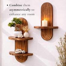 Modern Wood Wall Shelf – Boho Style Natural Small Wooden Shelves - "Noka" - Burnt Texture - View 9