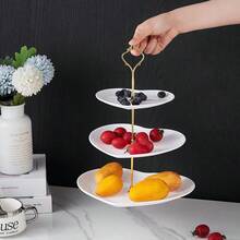 1件套金边三层心形蛋糕架，创意婚礼生日派对糖果甜点盘，下午茶点心托盘，母亲节毕业礼物 - 查看 5