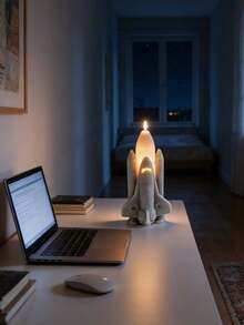 1个宇宙系列主题蜡烛模具，卡通卫星蜡烛模具/飞机蜡烛模具，优质硅胶材质，耐热易脱模，易于存放，可用于制作石膏饰品、手工皂、香薰蜡烛等。 - 火箭模具 - 查看 6