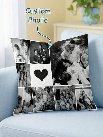 1 pieza Funda de almohada personalizada con foto impresa, funda de almohada con cara personalizada, funda de almohada con impresión de un solo lado para el Día de la Madre/Padre/Acción de Gracias/Día del Maestro, crea tu propia funda de almohada con foto, gran regalo para familia, amigos y tú mismo, transpirable, ligera, lavable, linda, amorosa, cálida, suave, cómoda, simple, personalizada, única, para él, para ella, novio, novia, papá, mamá, familia, amigos, cama, coche, dormitorio, sala de té, sala de estar, sofá, decoración navideña, lavable para sala de estar