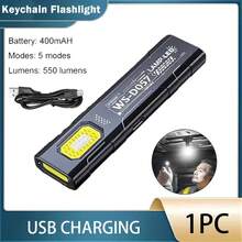 LED Keychain Flashlight, Rechargeable Type-C, 550LM, Portable Pocket Flashlight, Magnetic Work Light For Emergencies H3X7 - Long Style - View 1
