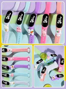 5pcs Children And Teenagers Sports Electronic Watch M3 New LED Touch Screen Cute Carrot Little White Rabbit Strawberry Rabbit Bowknot Rabbit Fashion Versatile Sports Electronic Watch Open School Season Back To School Season Send Surprise Gifts To Classmates And Friends Gift Watch Combination Set - Multicolor - View 2