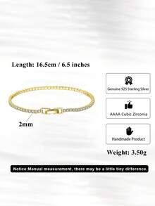 ORSA JEWELS 1条925纯银镀14K金立方氧化锆网球链手链，男女皆宜的奢华珠宝礼品，适合婚礼/派对佩戴，2026时尚手链，低过敏性且不易褪色 - SB91 - 查看 8