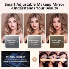 Makeup Bag With 3 Color Led Mirror, PU Leather Travel Cosmetic Bag Makeup Organizer Bag, Portable Makeup Case Adjustable Dividers Storage Box, Gift - Multicolor - View 3