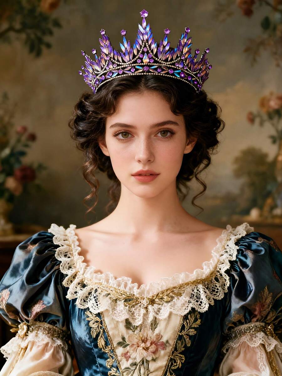 1件装女士银色多功能新娘皇冠头饰，公主婚纱走秀拍摄生日水钻皇冠发饰，奢华优雅 - 彩色 - 查看 1