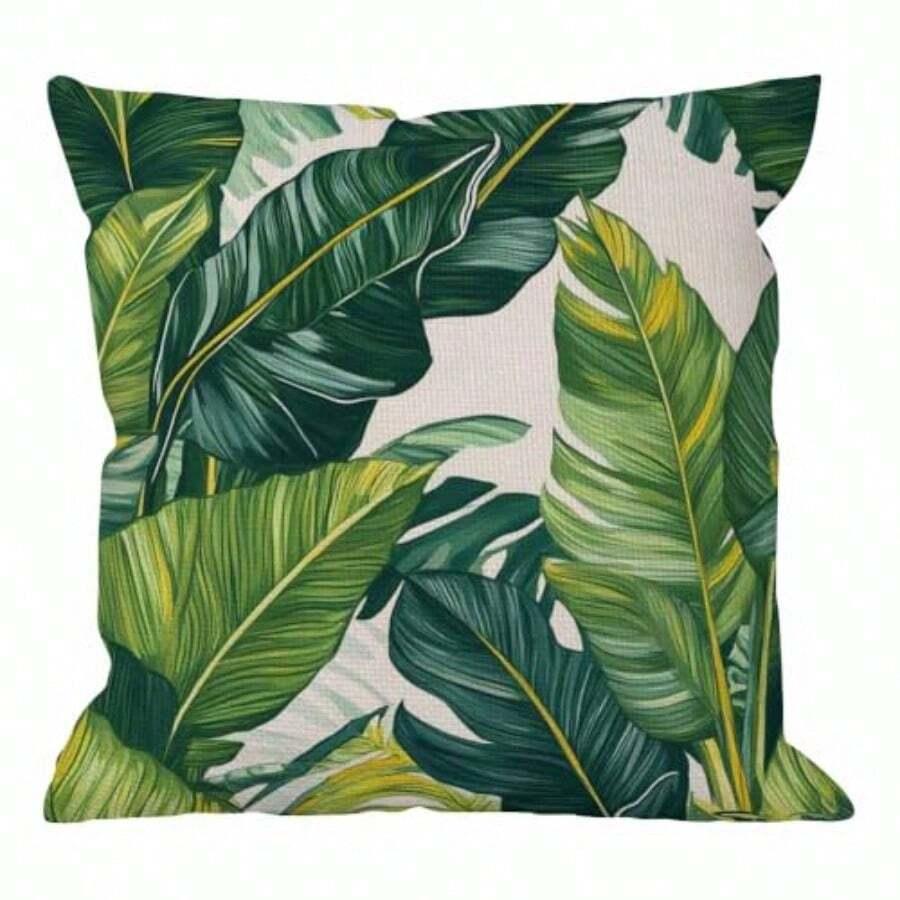 Design 108 - HGOD DESIGNS Palm Leaves Decorative Throw Pillow Cover CaseTropical Palm Leaves Jungle Leaf Cotton Linen Outdoor Pillow cases Square Standard Cushion Covers For Sofa Couch Bed 46cm x 46cm Green - Diseño 108 - Ver 1