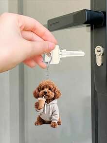 2d Flat, 1pc Cute Brown Teddy Dog Drinking Milk Tea Pattern Keychain,Novel Acrylic Design Keyring Decoration,Compatible With Backpacks, Keys, Wallets - Cute Style Keyring,Perfect For Bags & Car Keys, Perfect For Car Keys, Backpacks & Bags , Bag Pendant, No Batteries Needed, Valentine's, Functional Vehicle Accessory, Women's Wallets And Mobile Phone Accessories, Giving To Friends,Partyaccessories,Souvenirs - Multicolor - View 4