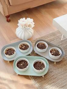 1pc Ceramic Dog Bowl With Stand, Elevated Dog Food & Water Bowl Set, Cat Dog Feeding Station, Anti-Splash, Anti-Spill, Raised Pet Food Bowl, Suitable For Dogs, Leakproof, Pet Feeder - Multicolor - View 4