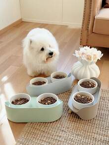 1pc Ceramic Dog Bowl With Stand, Elevated Dog Food & Water Bowl Set, Cat Dog Feeding Station, Anti-Splash, Anti-Spill, Raised Pet Food Bowl, Suitable For Dogs, Leakproof, Pet Feeder - Multicolor - View 1