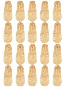 1/5/10双装 女士夏季薄款透气舒适网眼防滑船袜，高品质女士袜子 - 彩色 - 查看 8