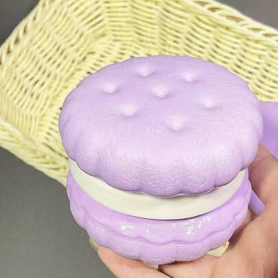 大号夹心饼干，慢回弹挤压玩具，马卡龙色夹心饼干，可爱慢回弹糖果，逼真挤压PU慢回弹玩具