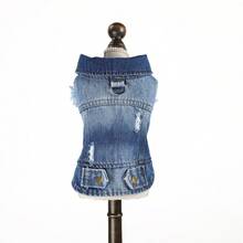 1pc Pet Jacket Coat, Dirt-Resistant Durable Fashionable Small Dog Clothes - Cool Jacket - Blue - Blue - View 13