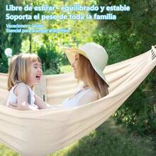 Hamaca portátil para acampar de adultos hamaca yucateca king size 190*150cm Hamacas de Acampar de Nailon con correas para árboles y bolsa de almacenamiento adecuada para jardín playa camping - Blanco - Ver 7