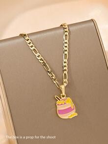 1pc Copper Inlaid Zirconia Elegant Cartoon Enamel Honey Pot Pendant Necklace, Suitable For Girls/Boys/Family/Friends, Multifunctional, Luxury, Party, Banquet, Holiday, Christmas, Thanksgiving, Halloween, Gift - Yellow Gold - View 10