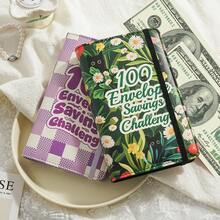 1pc Of Strap-Bound Savings Book, Includes A 100-Day Cardstock Sheet, 100-Day Money-Saving Challenge Notebook With Budget Envelopes And Savings Cards - Weekly Budget Planner, Suitable For Undated System, New Year Savings Goal Planning - Multicolor - View 12