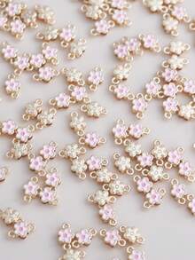 10/20/50/100个镀金双层花朵蝴蝶结吊坠，DIY项链手链耳环首饰配件 - 彩色 - 查看 28