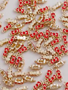 10/20/50/100个镀金双层花朵蝴蝶结吊坠，DIY项链手链耳环首饰配件 - 彩色 - 查看 9