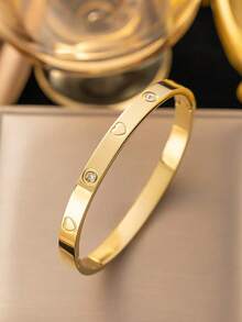 RAYQUEEN Stainless Steel Fashion Versatile Bracelet Jewelry Set, Suitable For Holidays, Gifts, And Daily Wear - Yellow Gold - View 3