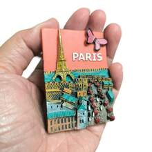 2.56 Inch Cute Bow Tie & Eiffel Tower 3D Fridge Magnet, European Landscape Souvenir Magnetic Sticker - one-size - View 5