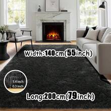eluckya Plush And Thick Long-Pile Carpet, Super Soft And Comfortable Rug, Non-Slip Thick Pile Carpet, Suitable For Bedrooms, Living Rooms, Bathrooms, Dorm Rooms, Room Decor, Kitchen Essentials, Family Gatherings, Valentine's Day, Birthday Parties, Home Decor, Bedroom Decor. - 黑色 - 查看 12