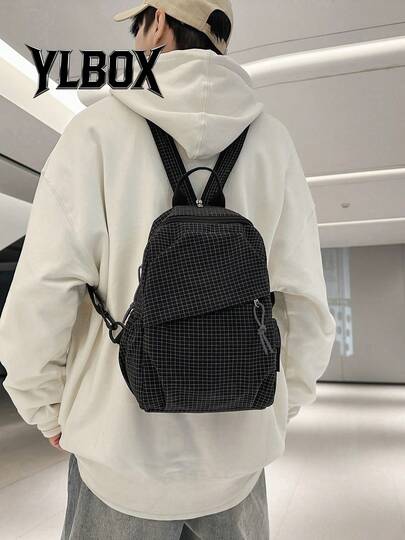 Solid Color Large Capacity Backpack, Student Backpack, Multifunctional Backpack, Men's Fashion Travel Bag Men's Backpack Student Backpack Men's Fashion Backpack Black Backpack Bookbag Casual Daypack Rucksack With Zipper Lightweight Holiday Essentials Outdoor Commute School High School Middle School Nylon Minimalist Casual Solid Color Men Gifts Gift For Boyfriend Mens Accessories Junior High School Student Middle School Student Teens Boys