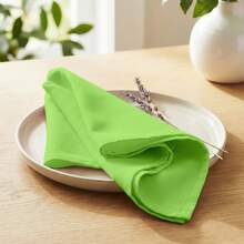 12pcs Solid Color Cloth Napkins, Washable Cotton Table Napkin For Household Dining Fall Autumn Decor Wedding Hotel 45*45cm - 青檸色 - 查看 1