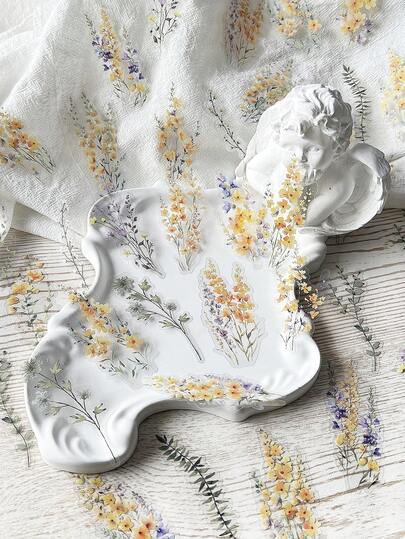 30pcs/Pack Floral Theme Stickers, Vintage Creative Aesthetic Stickers, DIY Decorative Collage Craft Materials, Holiday Gifts, Personalized Scrapbooking School Supplies Scrapbook Supplies Stationery Funny Stickers Kindle