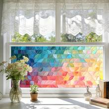 1/5 pièces Autocollants de fenêtre en mosaïque carrée de dopamine colorée, film de confidentialité à adsorption électrostatique réutilisable en PVC, convient pour les salles de bains, les bureaux, les pièces, les cuisines et la décoration d'intérieur. - Autocollant en verre dépoli - Voir 4