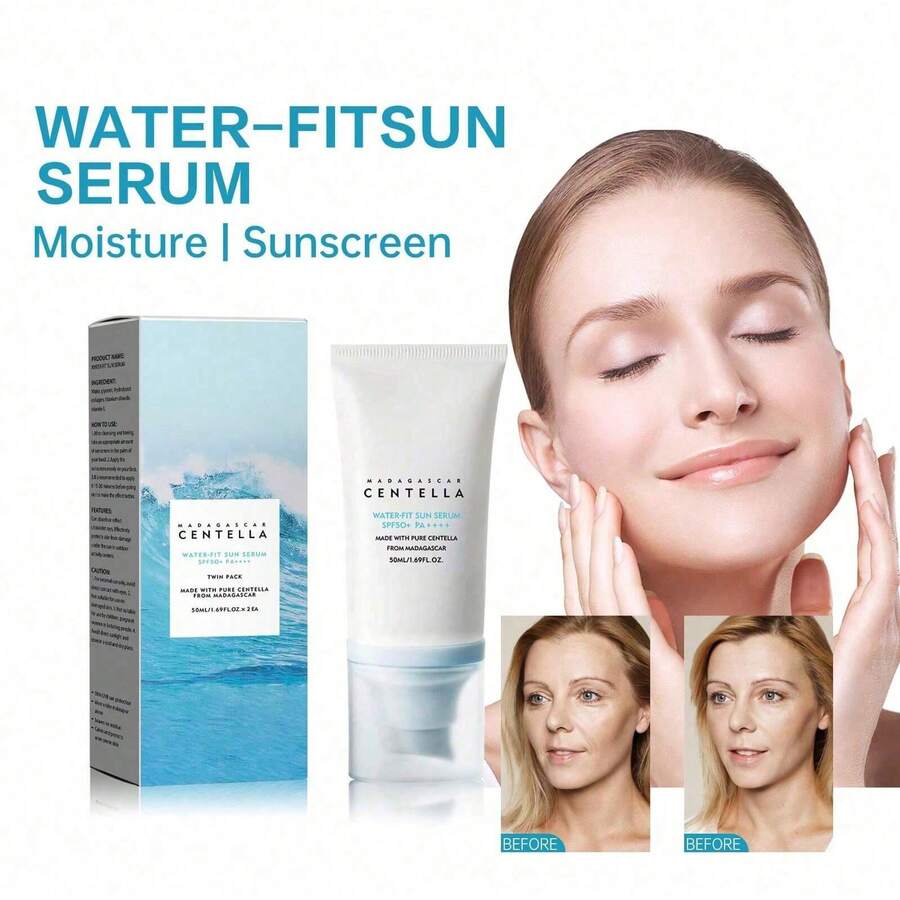 50+ Facial Sunscreen Centella Protector Solar Sunblock Skin Whitening Cream Korean Moisturizing Protector Care Body Sunscreen - 白色 - 查看 1